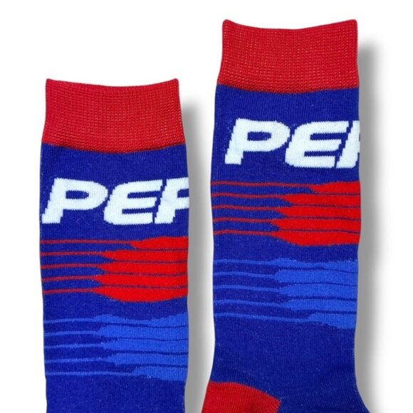 Pepsi Novelty Crew  Socks Reinforced Toe Heel Red Blue Unisex Men Shoe SZ 6-13 - Picture 10 of 16